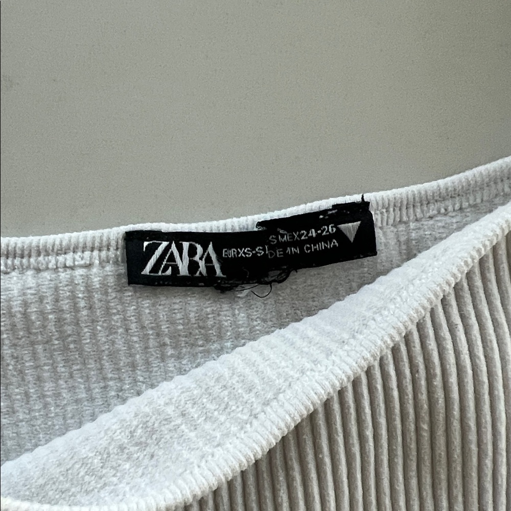 Zara Square Neck Ribbed Crop Tank - White - Picture 3 of 3